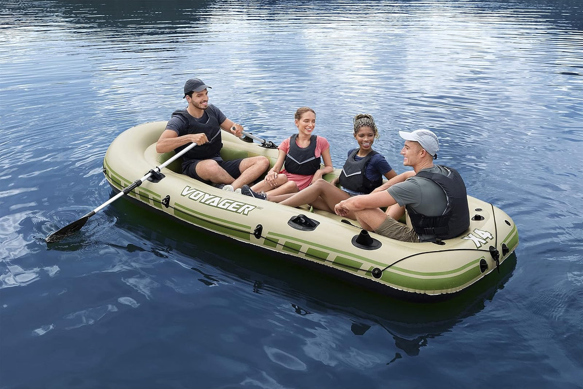 Hydro-Force 9'8" x 54" Voyager X3 Inflatable Raft Set | Fits Up to 3 Adults | Includes Boat, Aluminum Oars, Hand Pump, Gear Pouch, Carry Bag, Repair Patch Kit