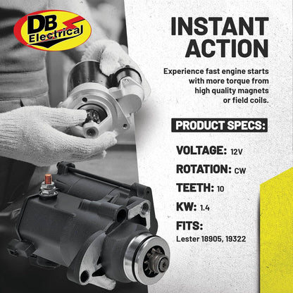 DB Electrical 410-52175 Motor de Arranque para Harley-Davidson FLD Dyna Switchback 2012-2016, FLHP Road King