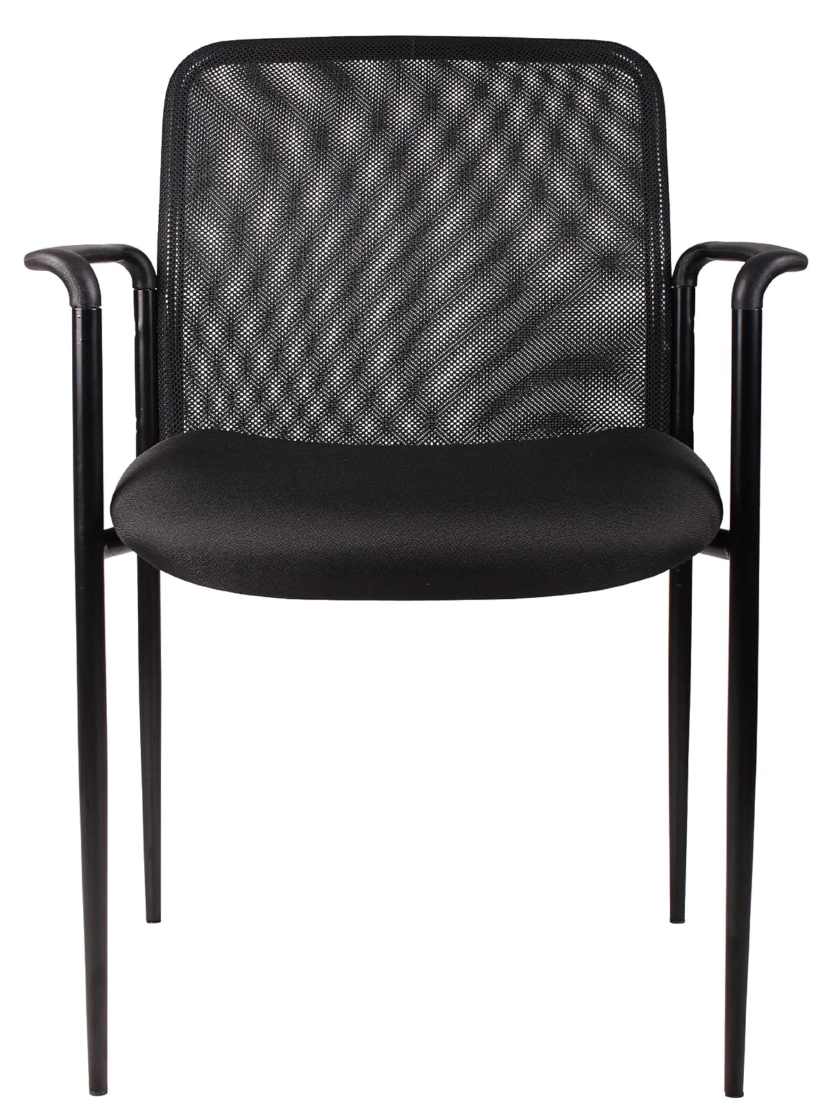 Boss B6909-BK Mesh Back and Crepe Seat Stacking with Arm 1 Unit Guest Chair, Black