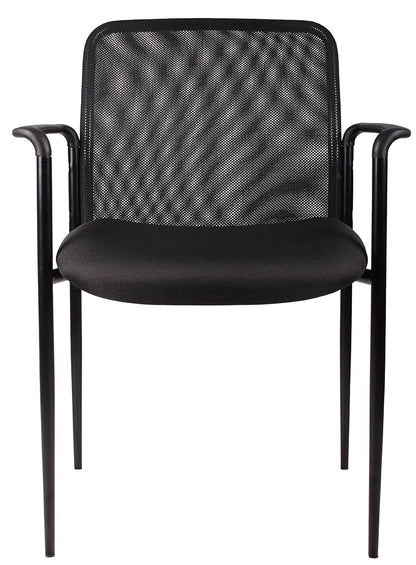 Boss B6909-BK Mesh Back and Crepe Seat Stacking with Arm 1 Unit Guest Chair, Black