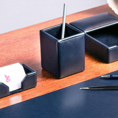 Dacasso A5010 - Vaso para lápices, 3 x 3 x 4, Azul Marino