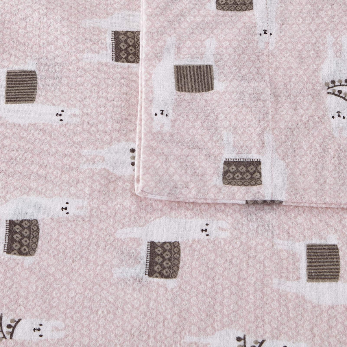 Juego de sábanas de Franela de algodón con diseño Inteligente, Pink Llamas, Queen, 1, 1
