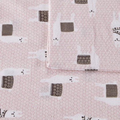 Juego de sábanas de Franela de algodón con diseño Inteligente, Pink Llamas, Queen, 1, 1