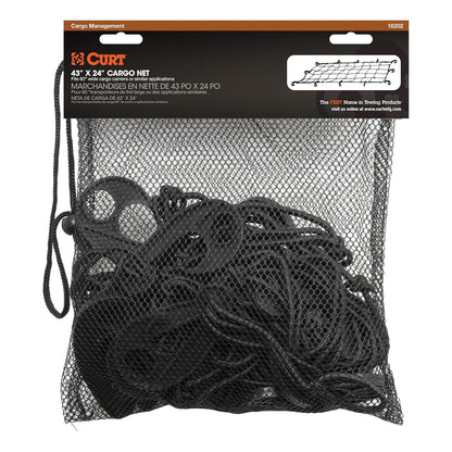 CURT Red de Carga Elástica 18202, 43 x 24 in, con Ganchos para Portador de Enganche, Negro