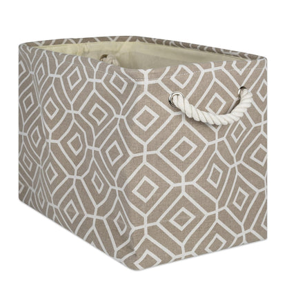 DII Collapsible Polyester Storage Basket or Bin with Durable Cotton Handles, Home Organizer Solution for Office, Bedroom Closet, Toys, Laundry 17.75x12x15" Stained Glass Stone - Large - 18x12x15" - Piedra