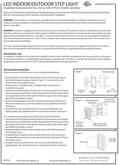 American Lighting SGL-HL-SS Horizontal Louver Faceplate for LED Step Light, Stainless Steel