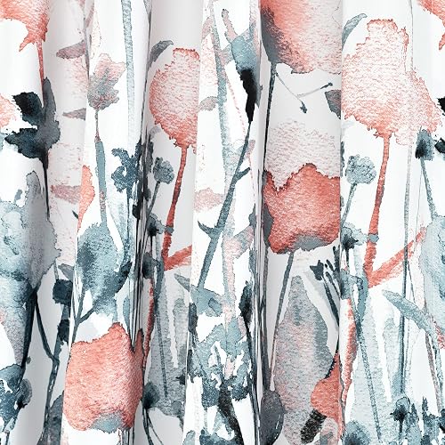 Lush DÉCOR Zuri - Juego de Cortinas para Ventana de filtrado de luz para Sala de Estar, Comedor, recámara (par), 84 x 52 Pulgadas, Azul y Coral, 2 Unidades