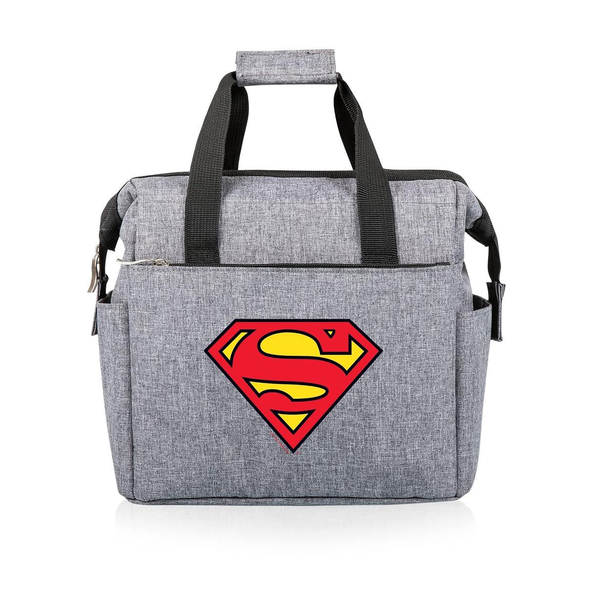 PICNIC TIME DC Comics Superman On The Go - Bolsa de almuerzo suave con enfriador, bolsa de almuerzo aislada (gris jaspeado)