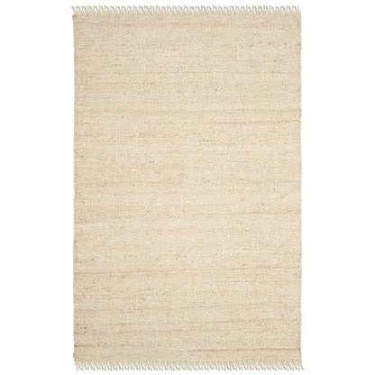 SAFAVIEH - Alfombra Decorativa de Fibra Natural, 3 pies x 5 pies, Marfil, Hecha a Mano con Flecos Bohemios, Ideal para Zonas de Alto tráfico en Entrada, Sala de Estar, recámara (NF368B)