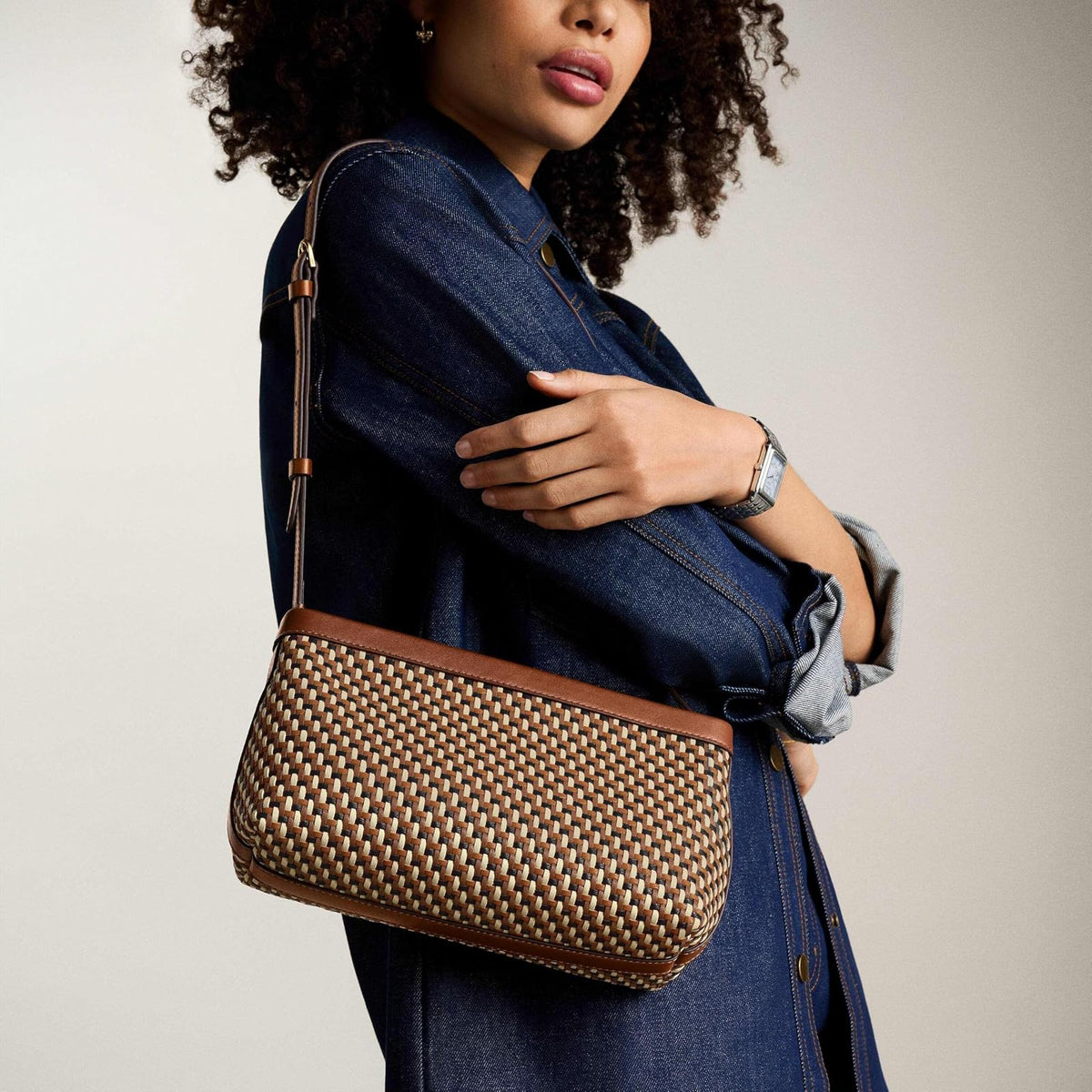 Cartera de Mano Fossil ZB11122249 Penrose de piel en tono marrón para mujer