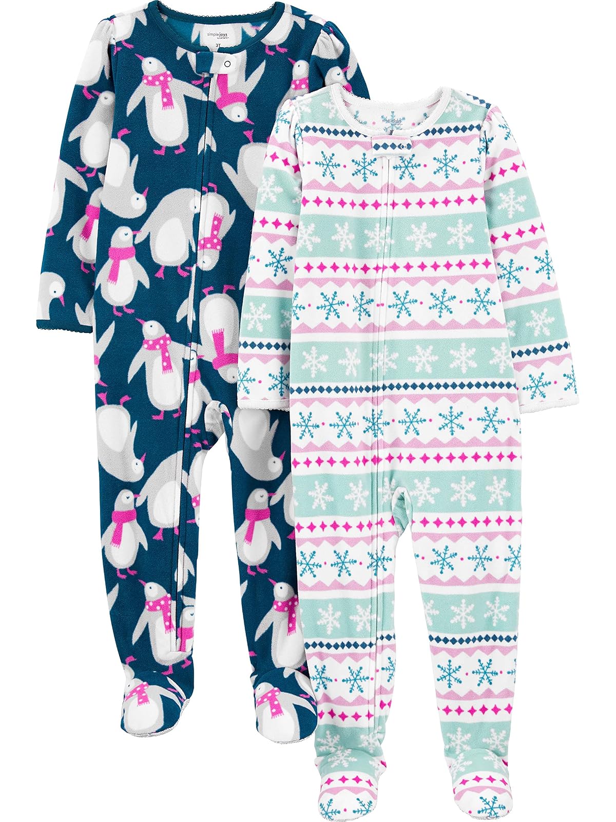 Simple Joys by Carter's Pijama de Forro Polar Resistente al Fuego para bebés, niños pequeños y niños, Paquete de 2 Conjunto de Pijama para Niñas