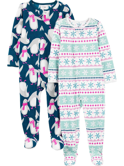 Simple Joys by Carter's Pijama de Forro Polar Resistente al Fuego para bebés, niños pequeños y niños, Paquete de 2 Conjunto de Pijama para Niñas
