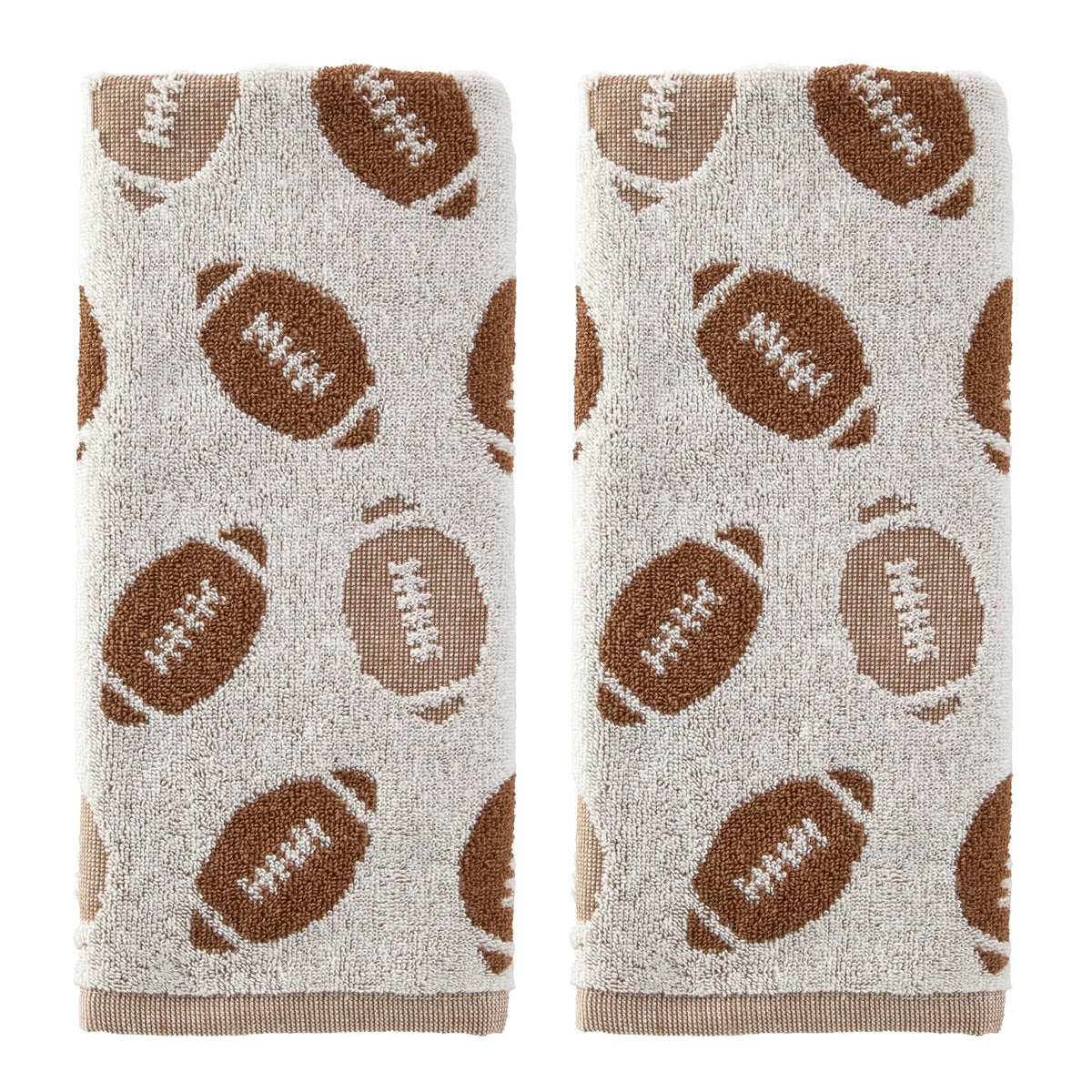 SKL Home Football Jacqaurd - Juego de 2 Toallas de Mano para baño, Cocina, Bar y Regalo, Color café