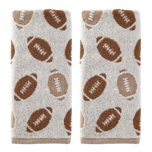 SKL Home Football Jacqaurd - Juego de 2 Toallas de Mano para baño, Cocina, Bar y Regalo, Color café