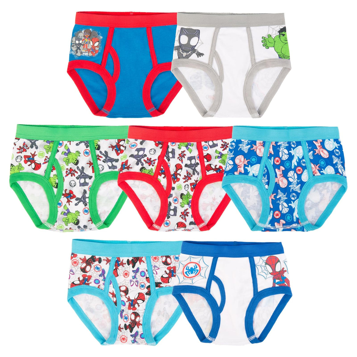 Spiderman Toddler Superhero Friends Exclusive Underwear with Iron Man, Hulk & More 2/3t & 4t Ropa Interior Niños - 2-3 Años - Paquete de 7 calzoncillos multihéroes