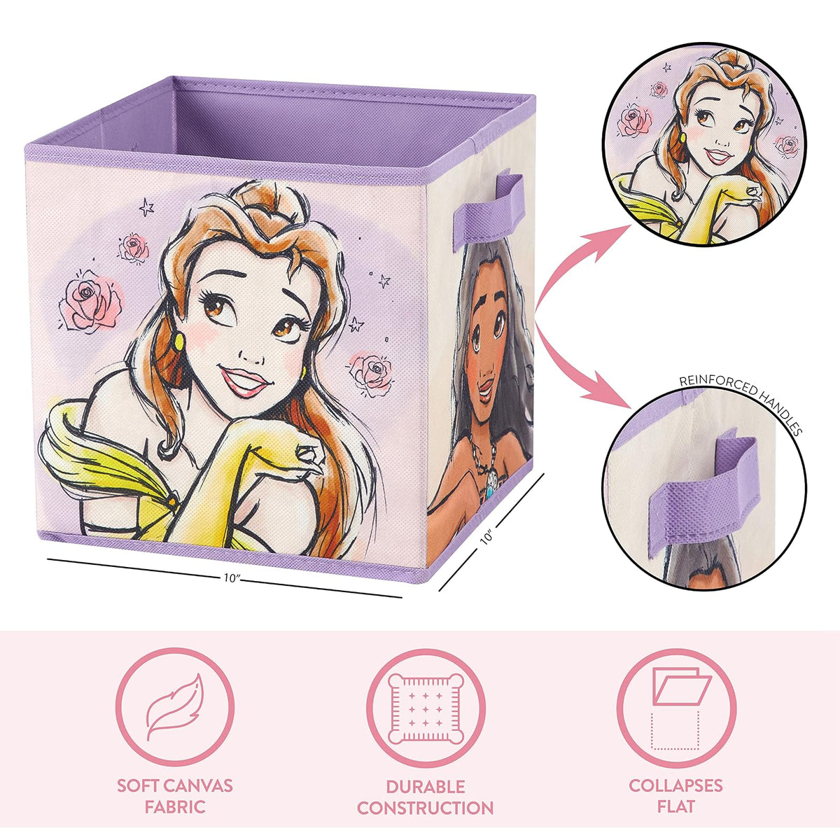 Idea Nuova Disney Princess - Cubitos de almacenamiento plegables (25,4 x 25,4 cm)