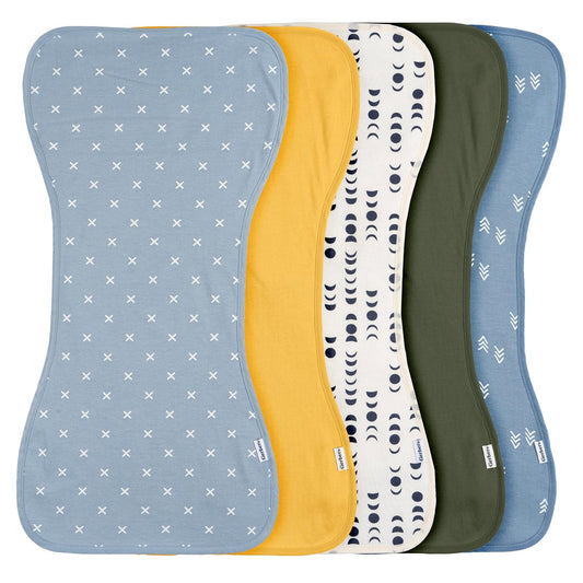 Gerber- Paños para eructos Unisex para bebés, Paquete de 5, Azul Dorado, 27 x 53 cm