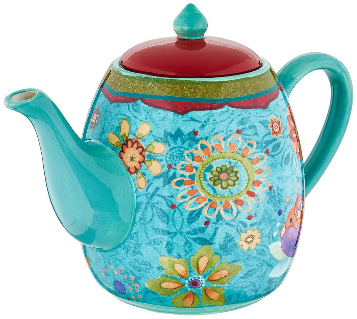 Certified International Tetera de cerámica azul, colección Tunisian Sunset, 40 onzas