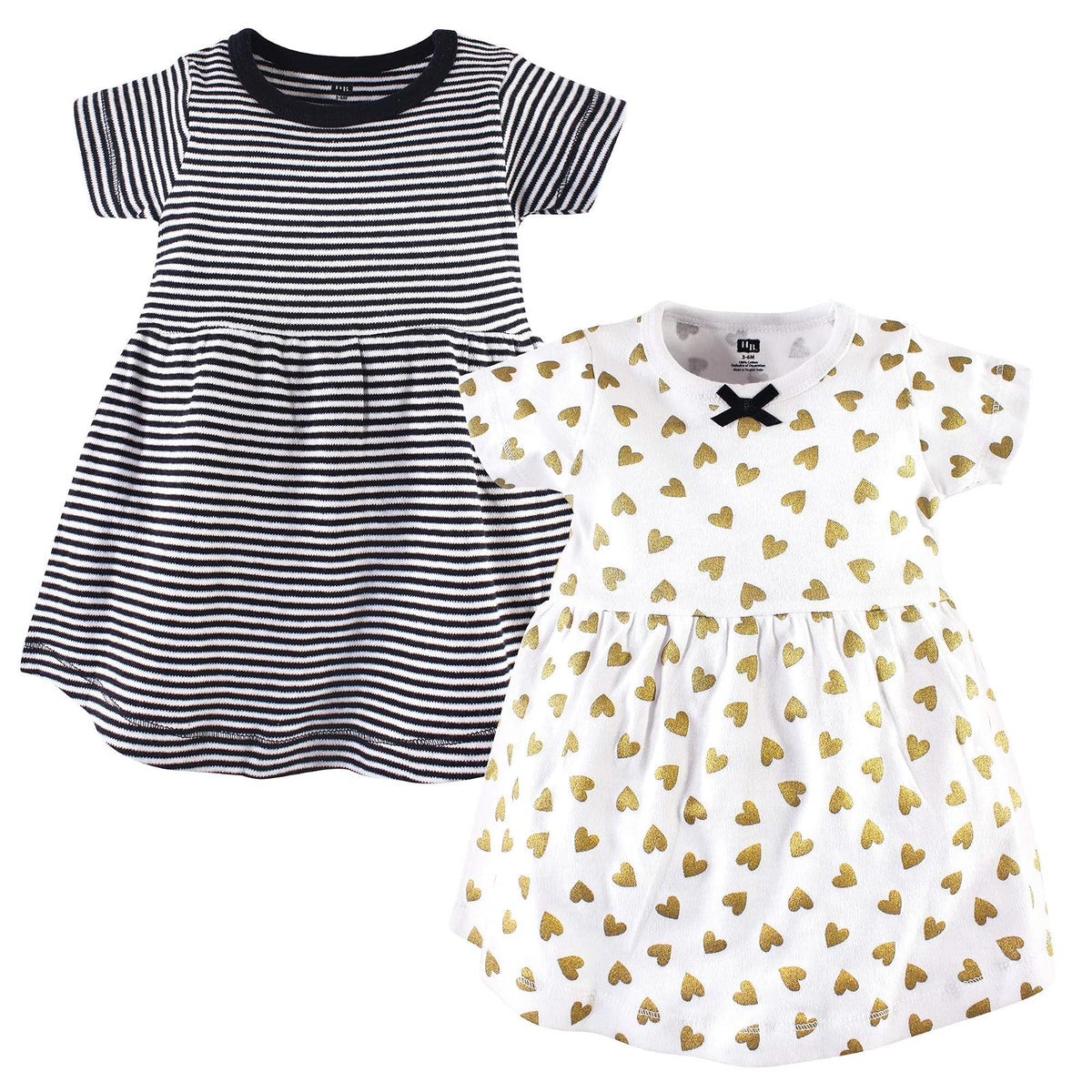 Hudson Baby Vestido de algodón para niña - 2 Años - black gold heart