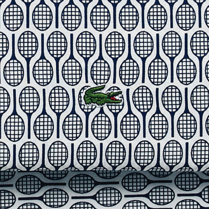 Lacoste Racquets - Sábana de 4 Piezas 100% algodón percal – Fresco, crujiente, Mate y Duradero, Certificado Oeko-Tex, Estampado, Azul Marino, tamaño matrimonial