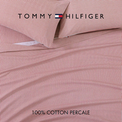 Tommy Hilfiger - Juego de sábanas Individuales con sábana Bajera y Fundas | 100% percal de algodón, sábana bajera de bolsillo profundo, tamaño individual, sábana encimera y fundas de almohada incluidas