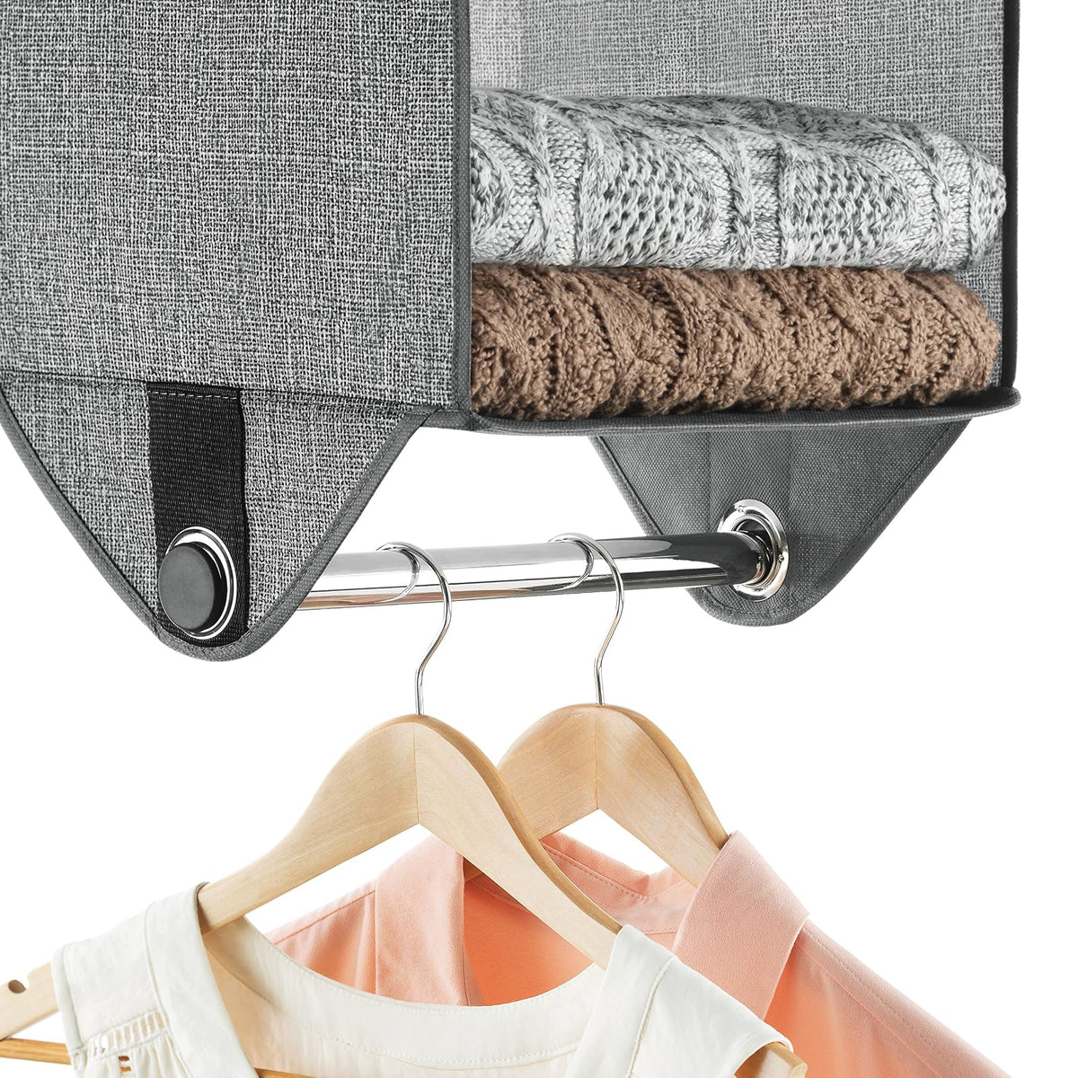Whitmor Organizador de clóset de 2 Secciones, Color Gris