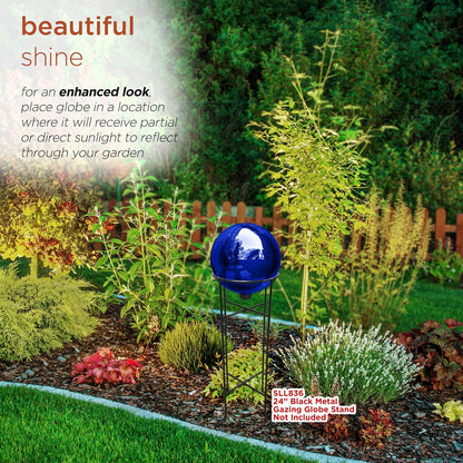Alpine Corporation Globo de Vidrio Decorativo de 10" de Diámetro para Interior/Exterior, Decoración Festiva para el Jardín, Color Azul