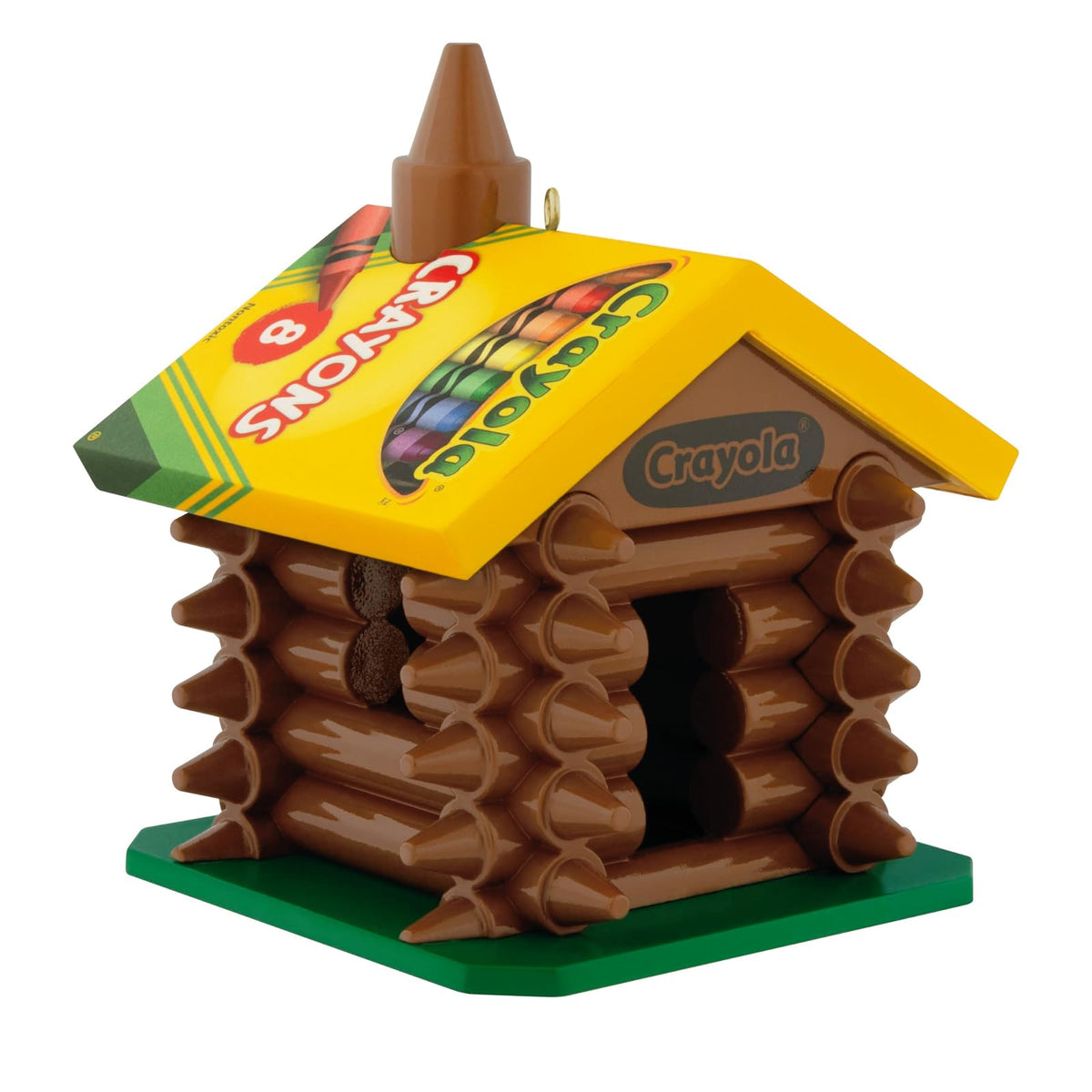Hallmark - Adorno navideño de Recuerdo 2025, Crayola Colorida cabaña de Troncos, Regalos para niños