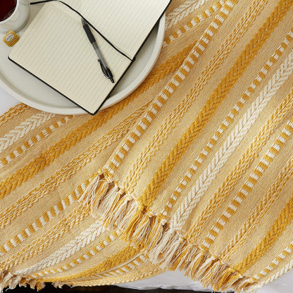 DII Manta Trenzada a Rayas, 50 x 60 Pulgadas, Oro Miel