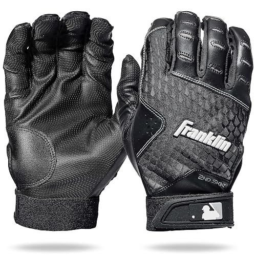 Franklin Sports MLB Béisbol Guantes de Bateo 2nd-Skinz™ con Tecnología Digital, Tallas para Jóvenes y Adultos, Negros y Blancos