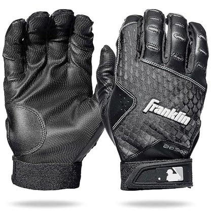 Franklin Sports MLB Béisbol Guantes de Bateo 2nd-Skinz™ con Tecnología Digital, Tallas para Jóvenes y Adultos, Negros y Blancos