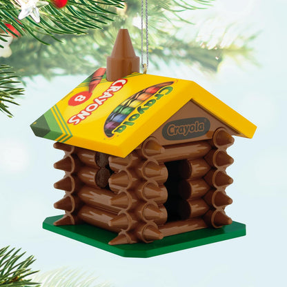 Hallmark - Adorno navideño de Recuerdo 2025, Crayola Colorida cabaña de Troncos, Regalos para niños