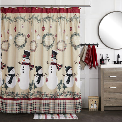 SKL Home - Cortina de Ducha rústica de muñeco de Nieve para Navidad, Invierno, Regalo, Multicolor