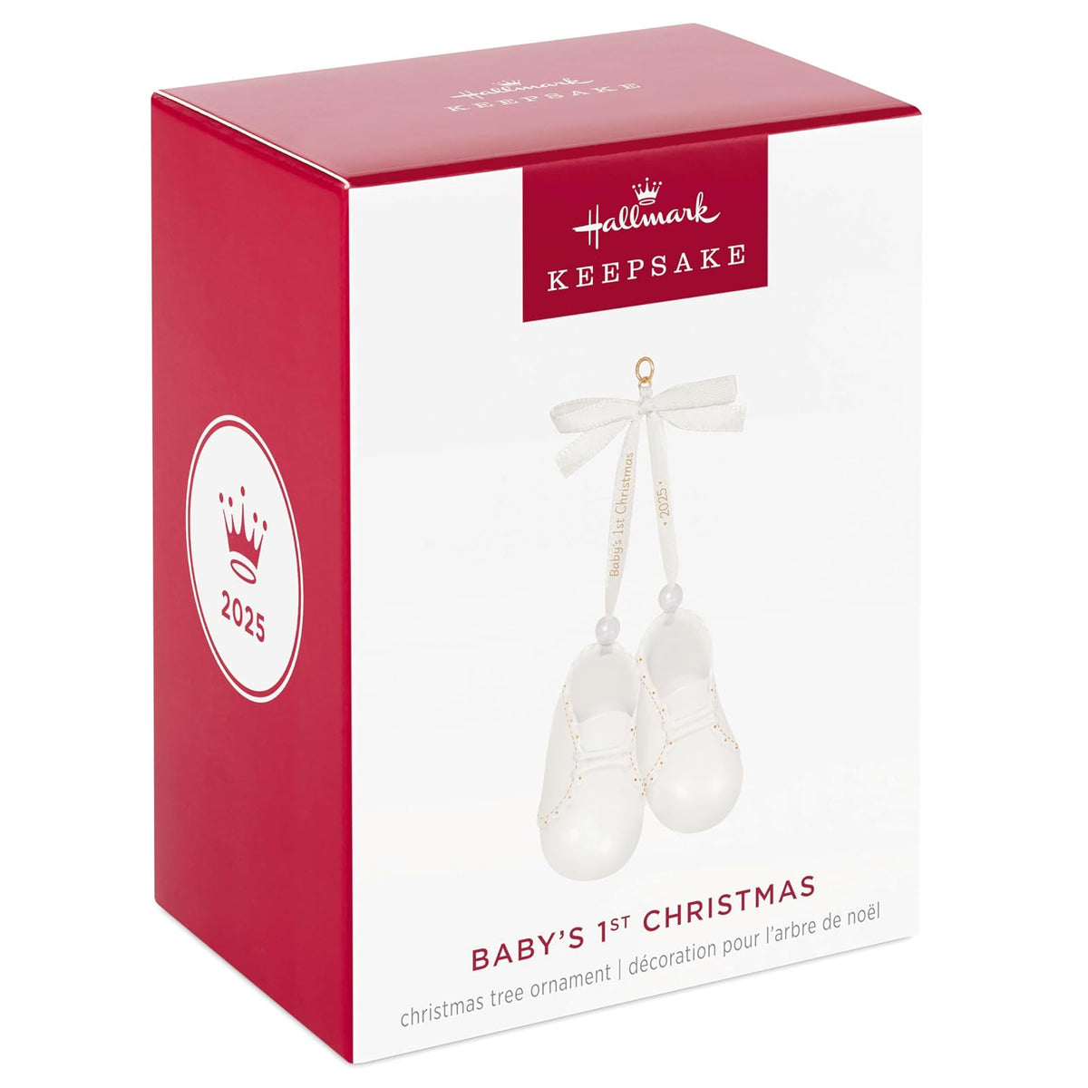 Hallmark - Adorno navideño de Recuerdo 2025, para bebé de la Primera Navidad 2025, Porcelana, Regalos para bebés