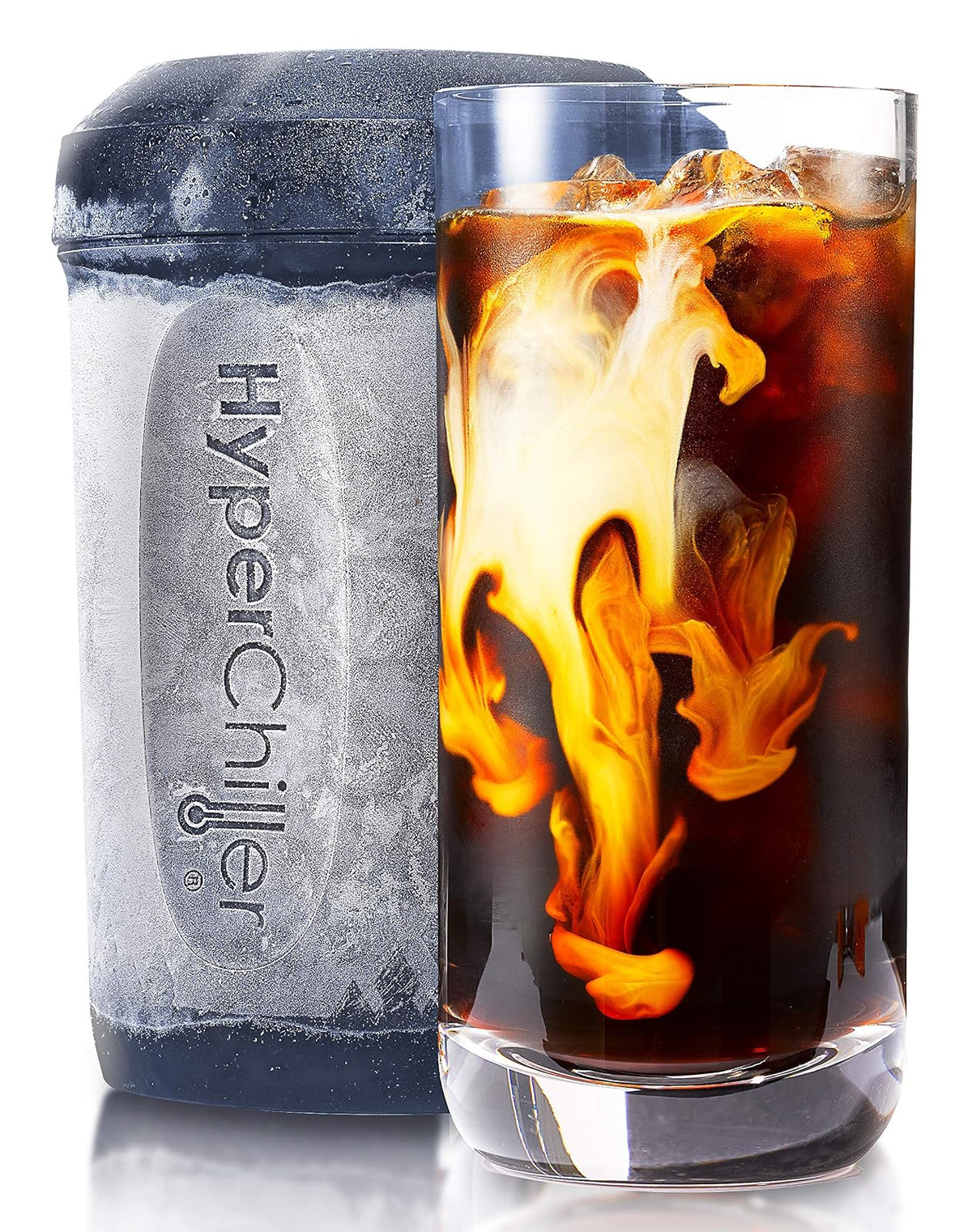 HyperChiller HC2BG Patented Instant Coffee/Beverage Cooler, Ready in One Minute, Reusable for Iced Tea, Wine, Spirits, Alcohol, Juice (12.5Oz, Slate Blue)