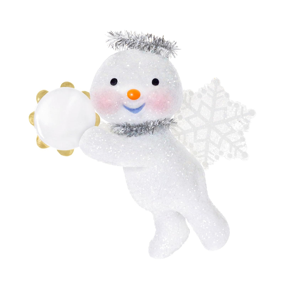 Hallmark - Adorno navideño de Recuerdo 2025, ángel de Nieve con pandereta, Regalos para coleccionistas de ángeles