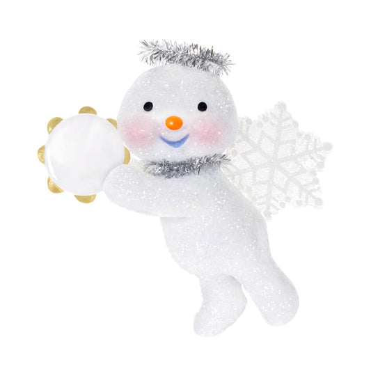 Hallmark - Adorno navideño de Recuerdo 2025, ángel de Nieve con pandereta, Regalos para coleccionistas de ángeles