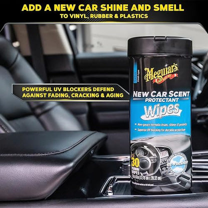 Meguiar's Toallitas Protectoras de Olores 30 Unidades | Para automóvil, fáciles de usar, protegen y refrescan interior, ideales para detalles y mantenimiento