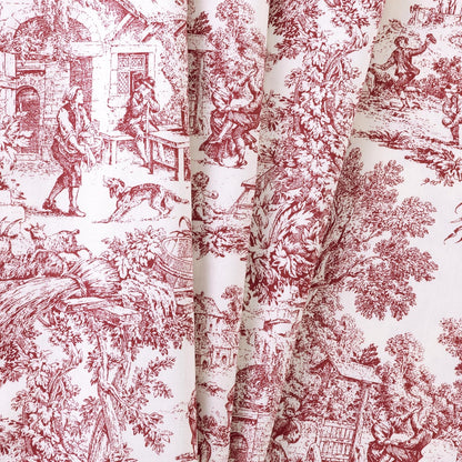 Ellis Curtain Victoria Park Toile Tailored Tier Cortinas de 1.72 m x 60,96 cm, Color Azul, Cortina de Ducha, Rojo