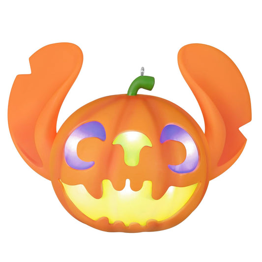 Hallmark - Adorno de Halloween 2025, Disney Lilo & Stitch Spooky Stitch Jack-o'-Lantern con luz, Regalos para Fans de Disney