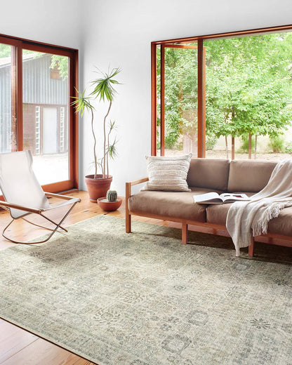 Loloi Rugs Skye - Alfombra Decorativa Estilo Vintage - Natural - Salvia - 7'6" x 2'6" (Rectangular)