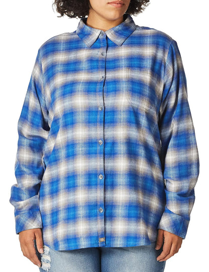 Dickies - Camisa de Franela de Manga Larga para Mujer