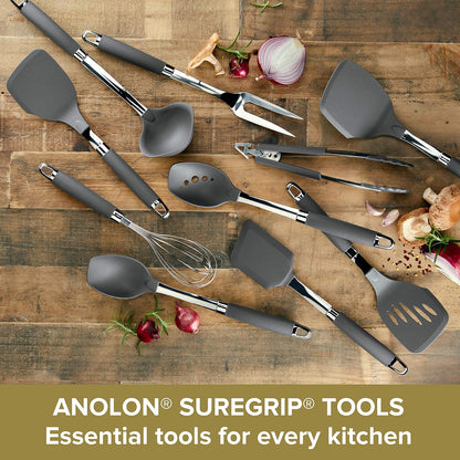Anolon Tenedor de carne de acero inoxidable, 18.5 pulgadas, gris, 46288