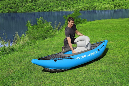 Hydro-Force 9'2" x 34" Ventura Elite X1 Inflatable Kayak Set | Fits 1 Adult | Includes Boat, Aluminum Paddle, Hand Pump, Fins, Seat, Gear Bag, Carry Bag, Repair Patch Kit