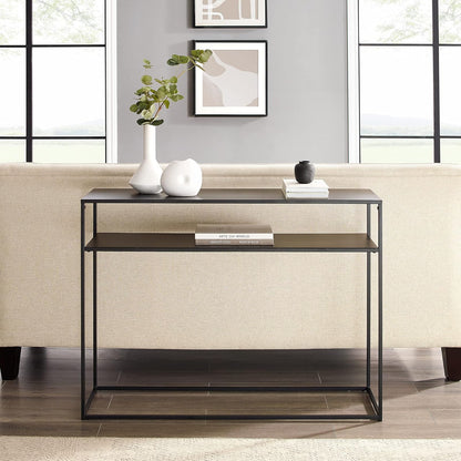 Crosley Furniture Braxton - Mesa Consola con Estante de Almacenamiento para Pasillo, Entrada o Sala de Estar, Color Negro Mate