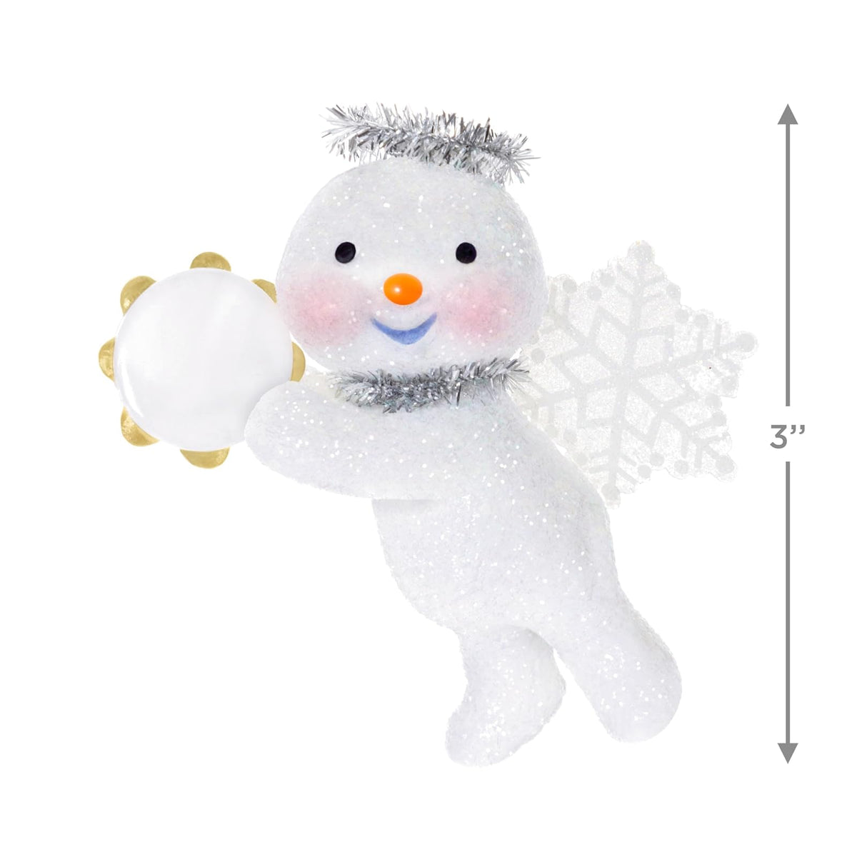 Hallmark - Adorno navideño de Recuerdo 2025, ángel de Nieve con pandereta, Regalos para coleccionistas de ángeles