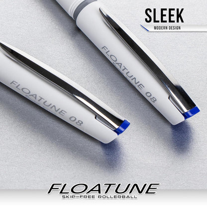 Pentel Floatune Rollerball, punta media de 0,8 mm, tinta azul, paquete de 8 bolígrafos (BY108PF8C)