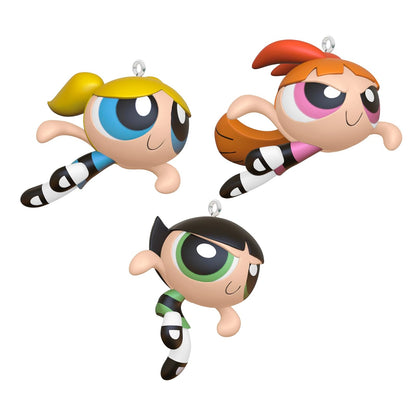 Hallmark Adornos de Navidad 2024, The Powerpuff Girls Blossom, Bubbles and Buttercup, Juego de 3, Regalos de Dibujos Animados