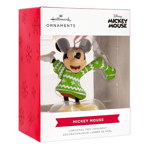 Hallmark Disney Mickey Mouse en suéter de Navidad Adorno de Navidad, Regalos para fanáticos de Disney