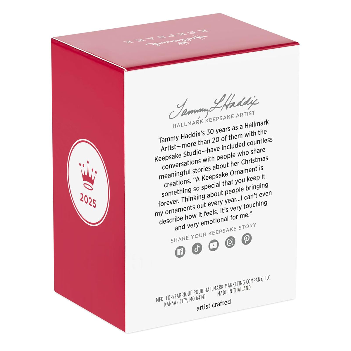 Hallmark - Adorno navideño de Recuerdo 2025, ángel de Nieve con pandereta, Regalos para coleccionistas de ángeles